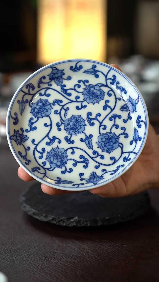 景德镇全手工手绘青花缠枝莲壶承
