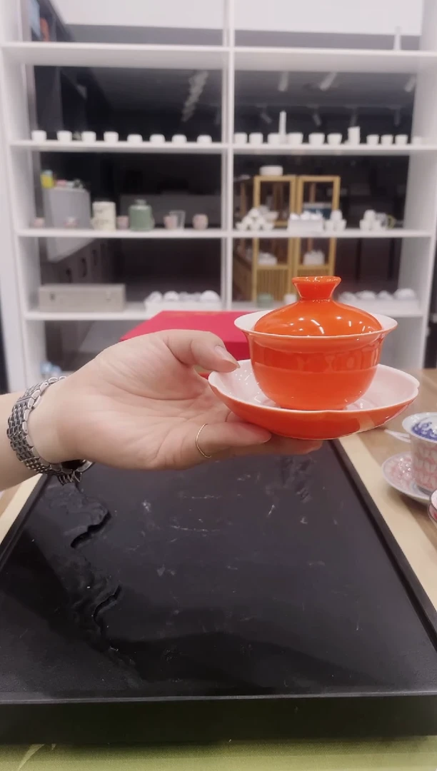 【闪购商品】【席欢李商城】橙色盖碗