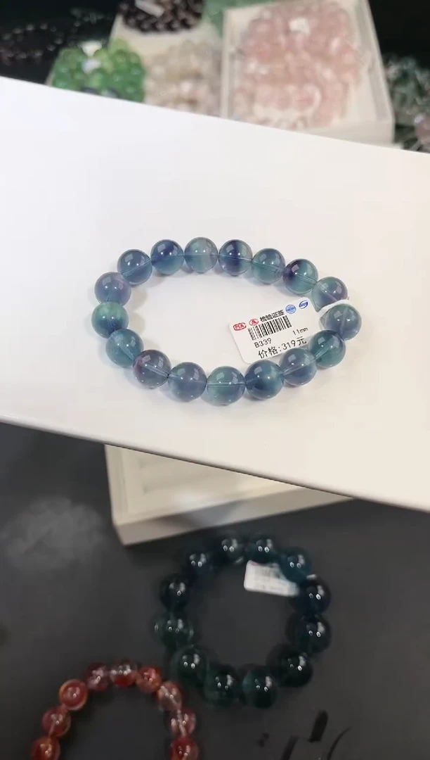 手链未镶嵌萤石多样性发一Q98蓝绿萤石11mm