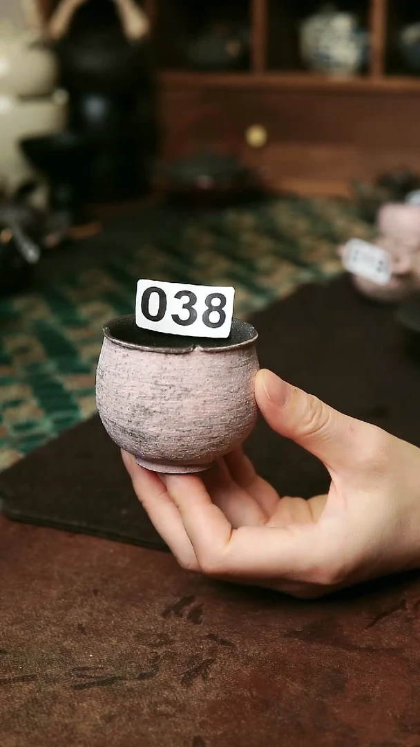 紫砂全手工粉引系列-满容100毫升杯