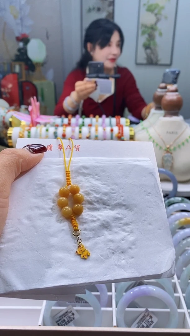 吊坠(赠链)银S925镶嵌翡翠M****u90号黄翡 小熊