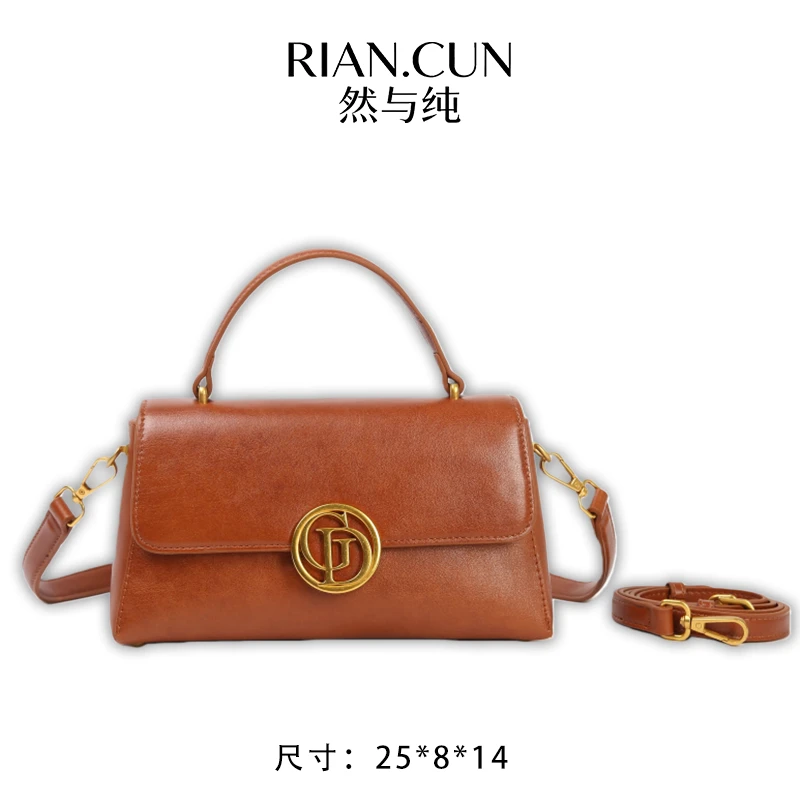RAIN.CUN冬季2025新款轻奢设计单肩斜挎女包 BF-66577-黄棕色