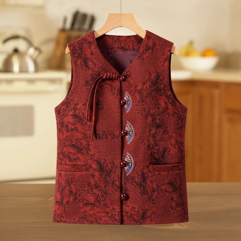 奶奶秋装马甲中老年人薄款背心妈妈春秋外套老太太老人衣服坎肩