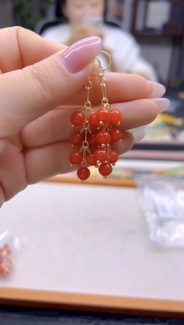 14K金镶嵌翡翠耳饰DIY款E935