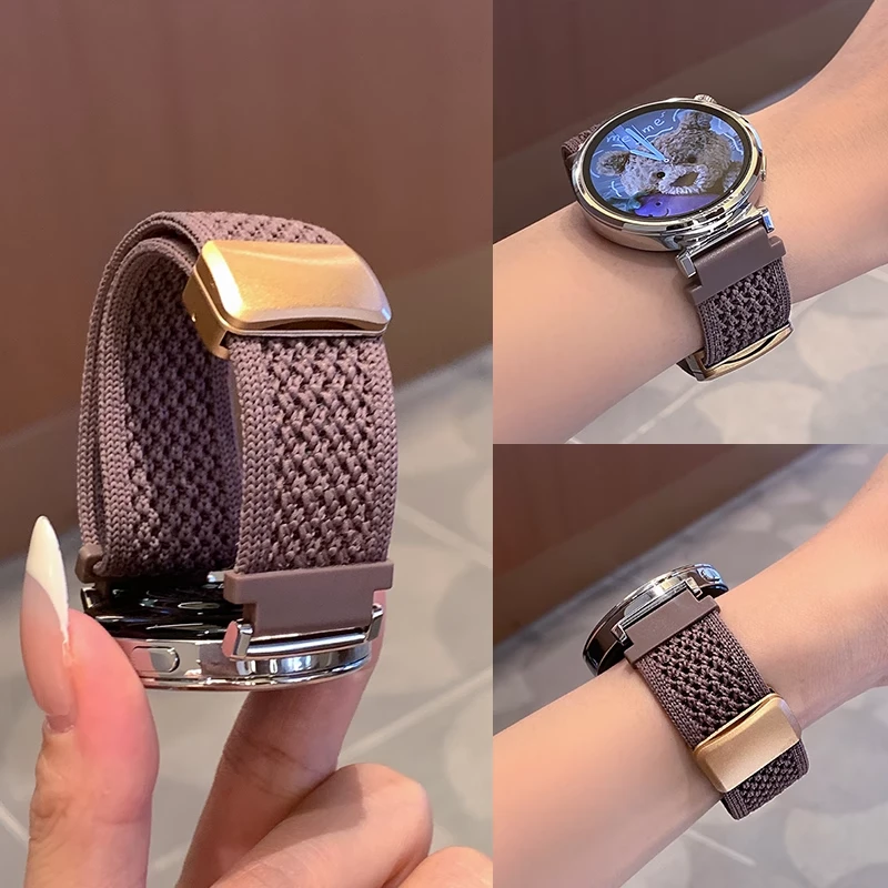 编织透气孔表带适用华为gt5手表带WatchGT4GT3GT2夏磁吸扣荣耀Pro