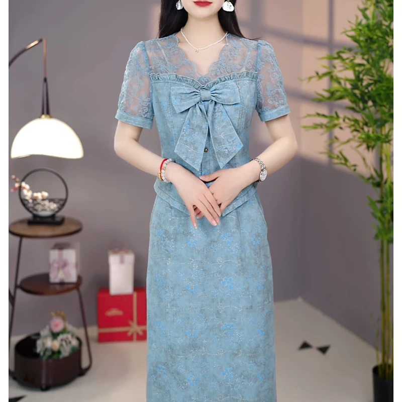 【宠粉定制】B773浅蓝色套装优雅气质时尚减龄收腰显瘦春季设计