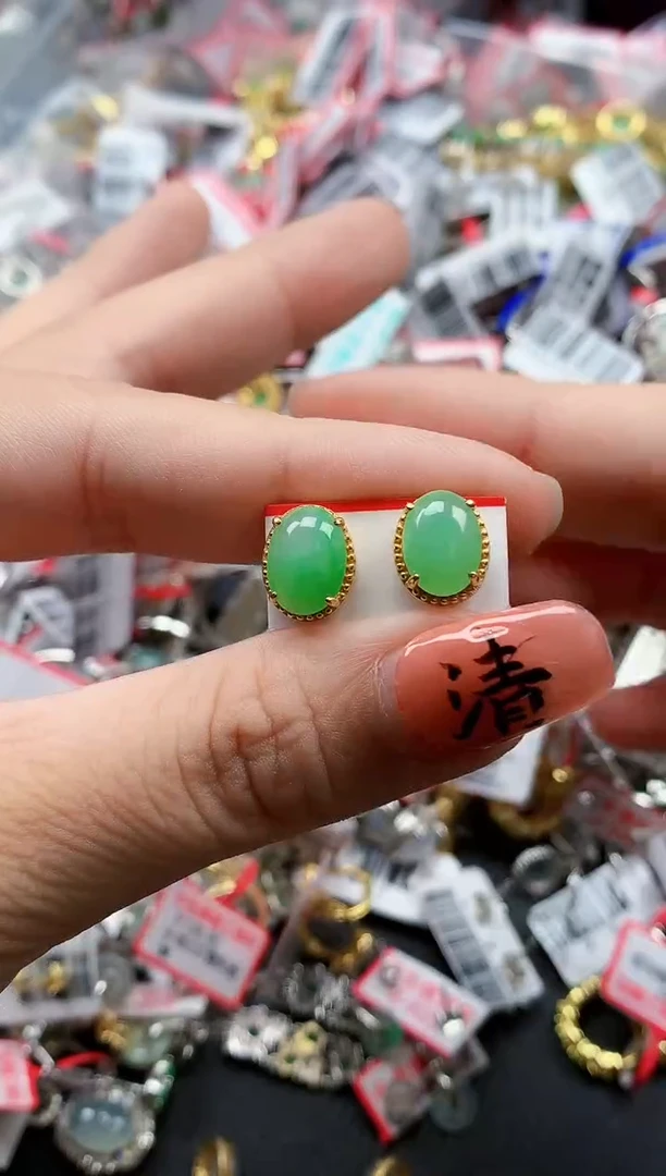 银S925镶嵌戒指翡翠天然A货缅甸翡翠
