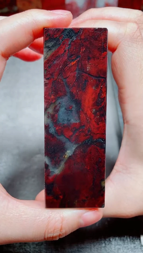 玉桂林鸡血玉素章3.0左右红1