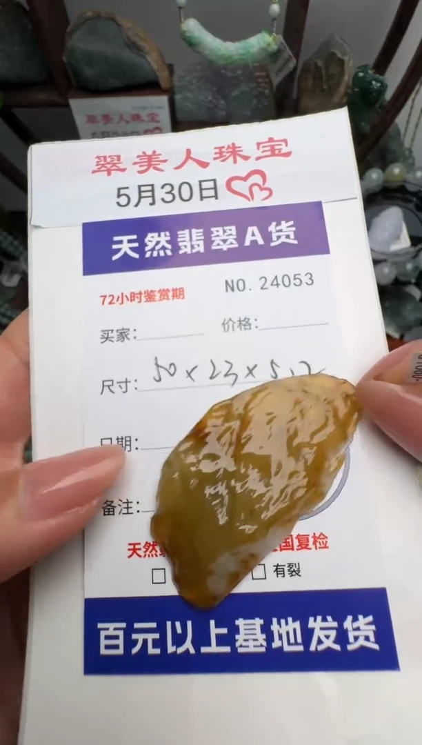 翡翠未镶嵌颈饰原石24053
