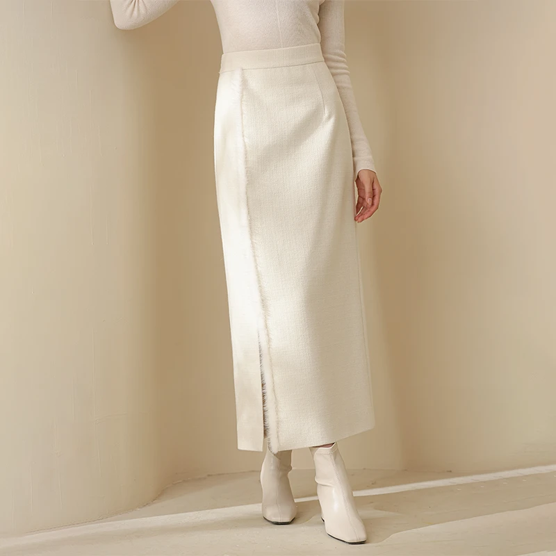 初蝉原创新中式女装秋冬新款高端气质国风毛呢半身裙1230-N