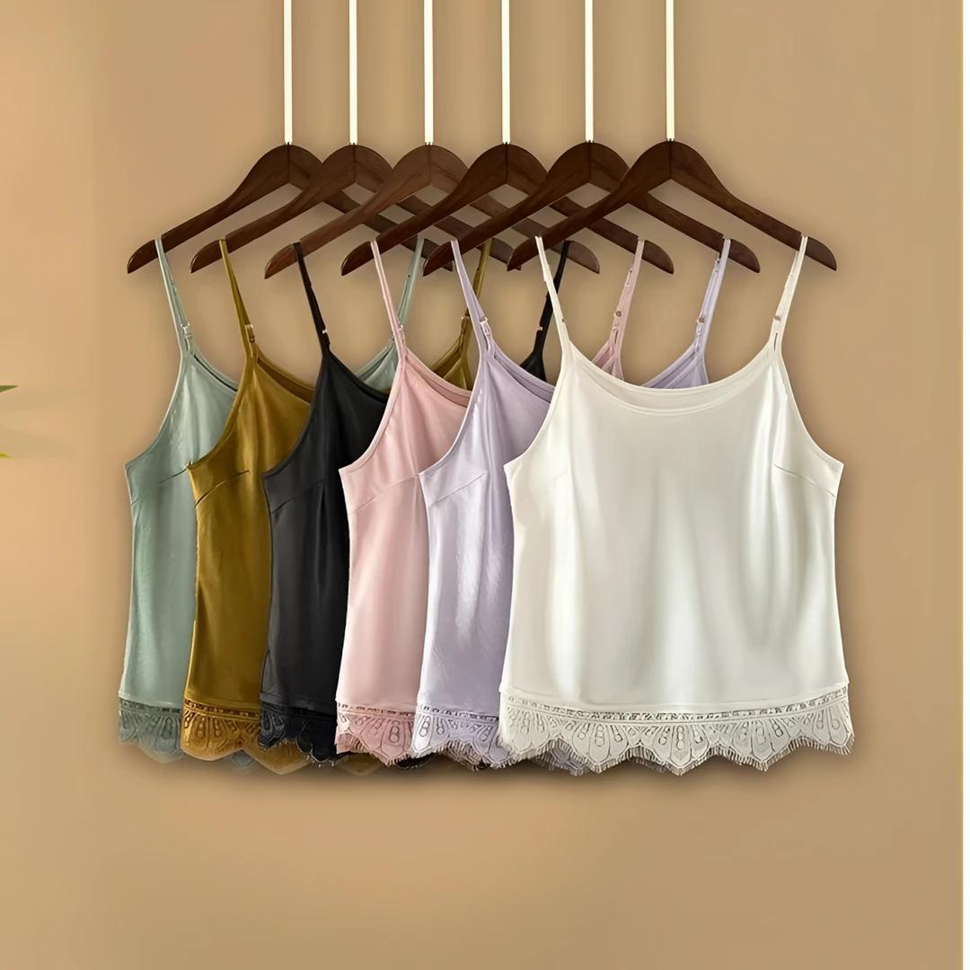 【彩棠】春夏内搭纯色吊带背心国风女装夏季蕾丝提花新中式美背上衣