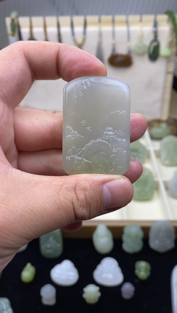 颈饰未镶嵌和田玉天然和田玉吊坠  无顶珠