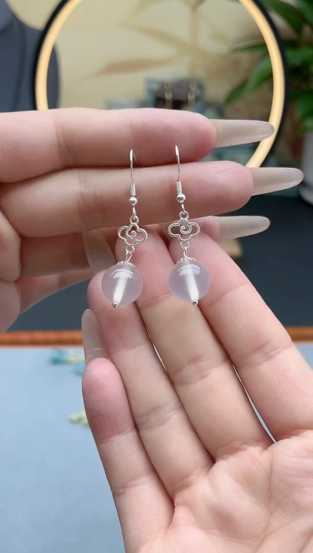 玛瑙/玉髓耳饰银S925镶嵌256