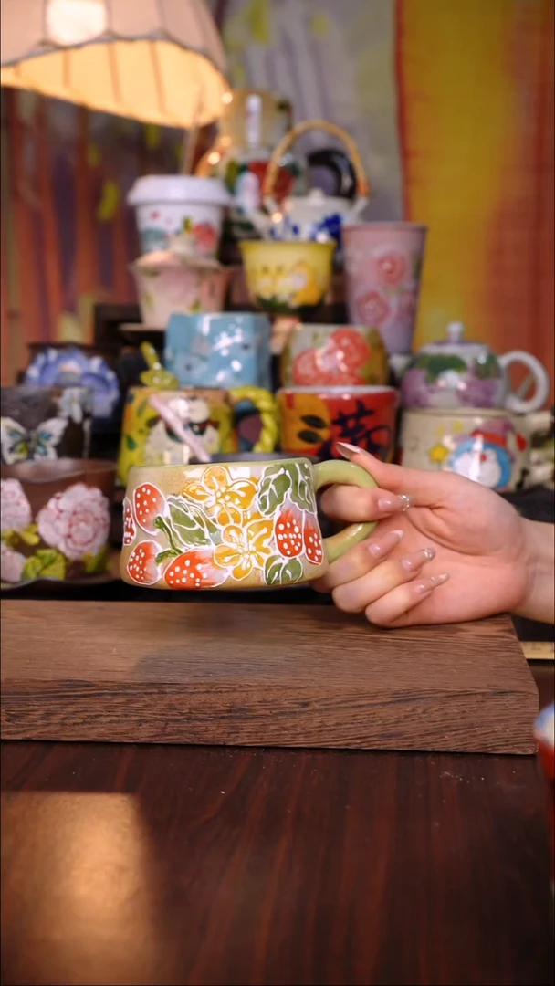 杯子陶泥垚手作 景德镇手工手绘陶瓷器物