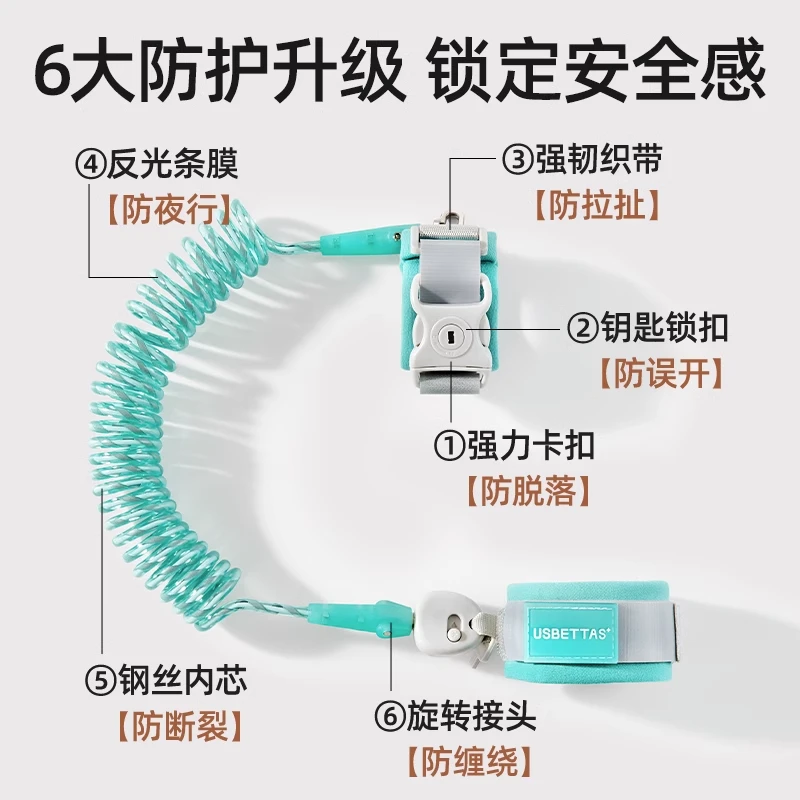 贝肽斯儿童防走失牵引绳宝宝安全神器防丢娃手环宝贝出行守护宝