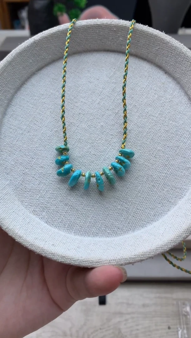 绿松石18K金镶嵌锁骨链E60