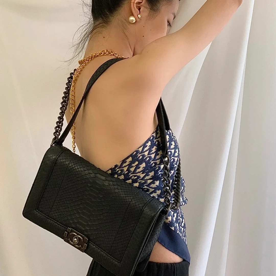 99新 Chanel/香奈儿 8118|香奈儿蛇皮leboy斜挎包|香奈儿