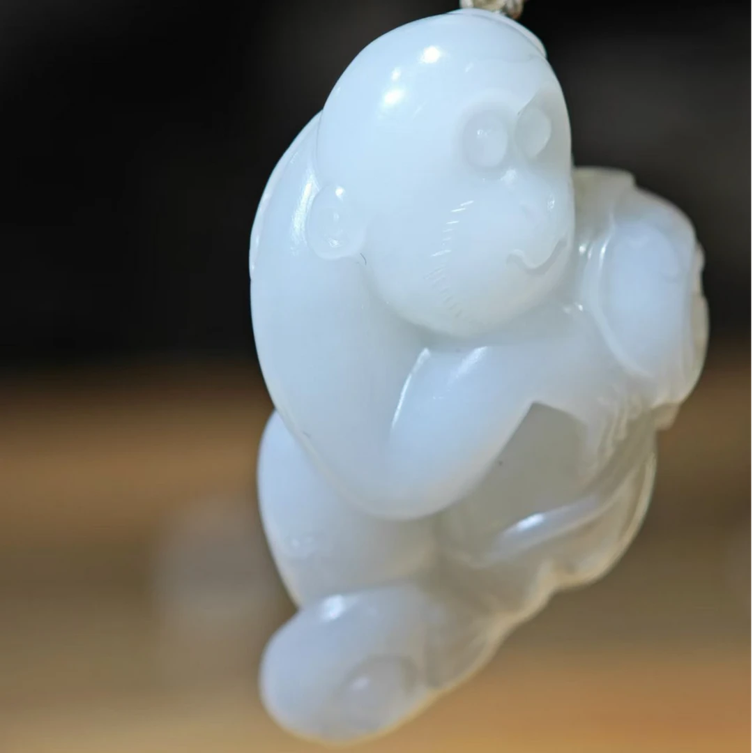 米达姐【米达姐和田玉】米达料灵猴献寿——手工精雕