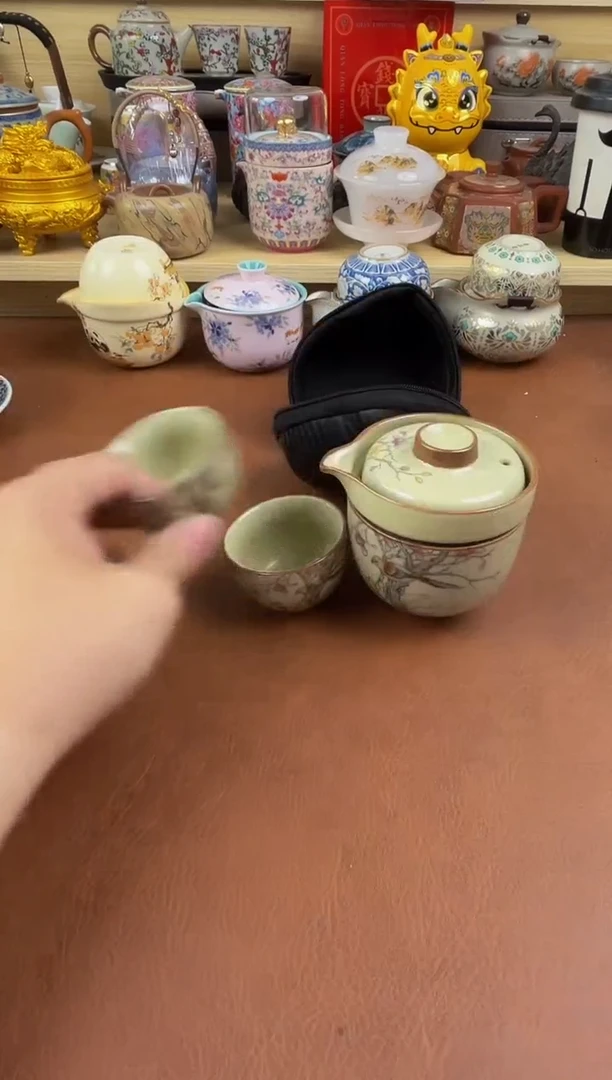 陶瓷茶具摆件旅行套组