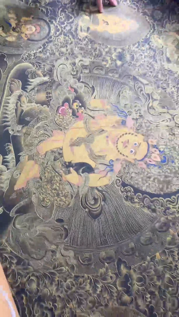 卷轴画【主播精品】高端卷轴画—唐卡AA98黄财神