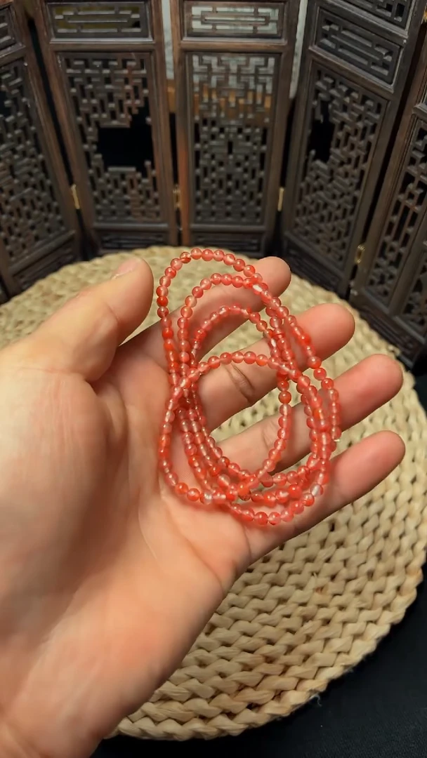 未镶嵌多圈南红玛瑙冰飘花多圈4mm