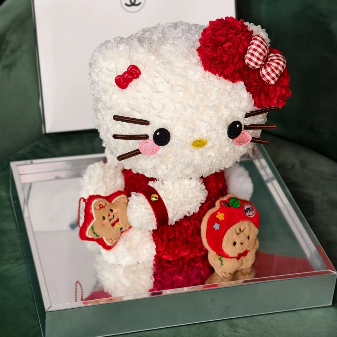 《L B D R》圣诞姜饼hellokitty永生花可爱猫礼盒摆件