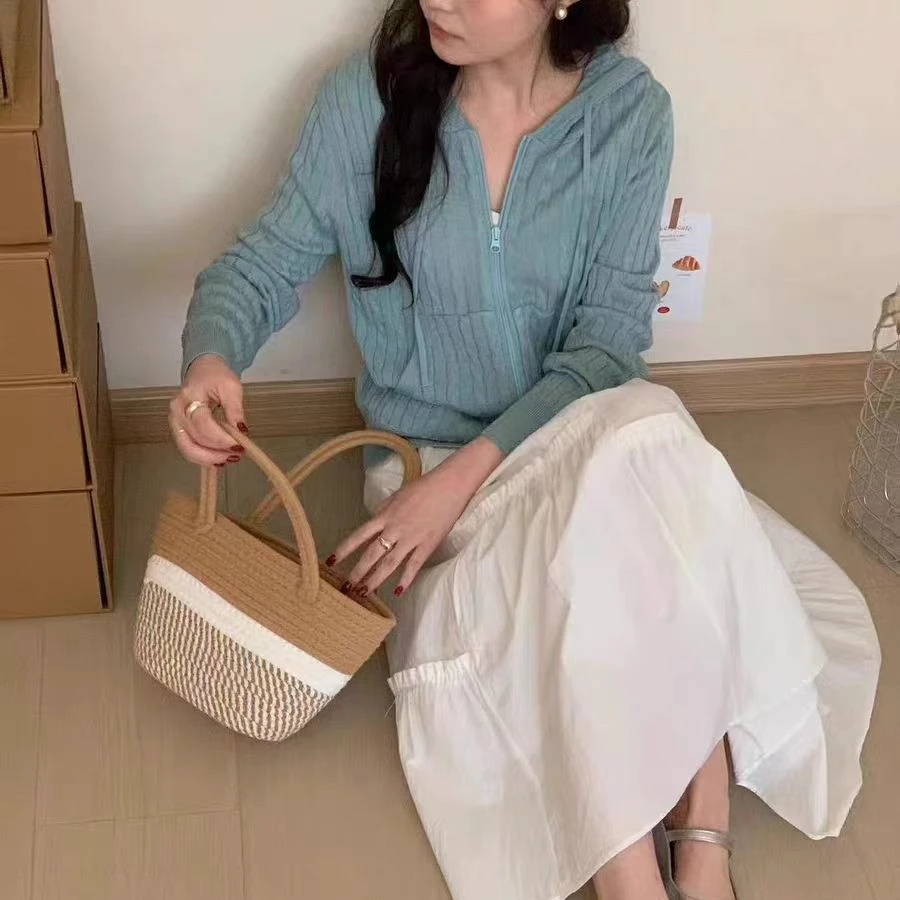 【素简.890189】秋冬新款麻花绞花宝藏上新30绵羊毛拉链帽衫