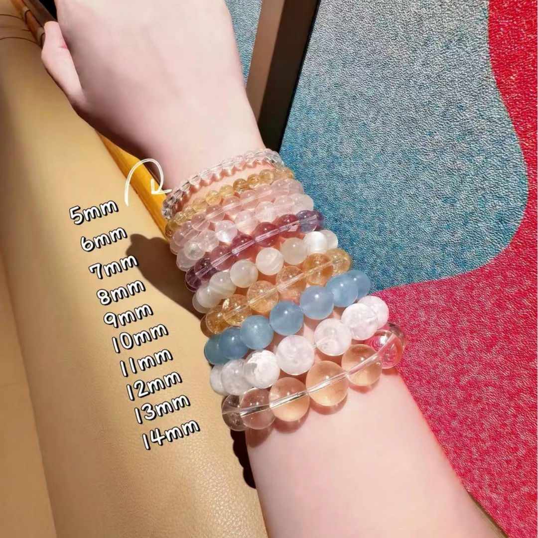 （一物一拍）天然水晶粉水紫水黄塔晶手串