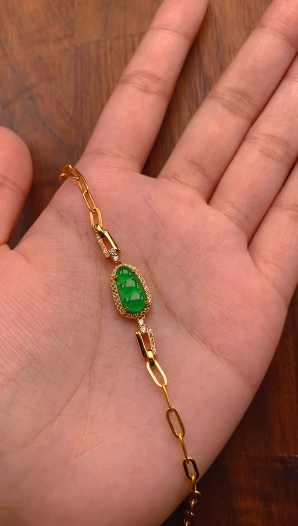 【闪购商品】翡翠手链银S925镶嵌豆子手链