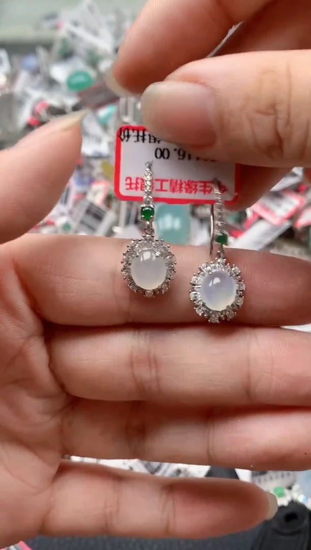 银S925镶嵌戒指翡翠天然A货缅甸翡翠
