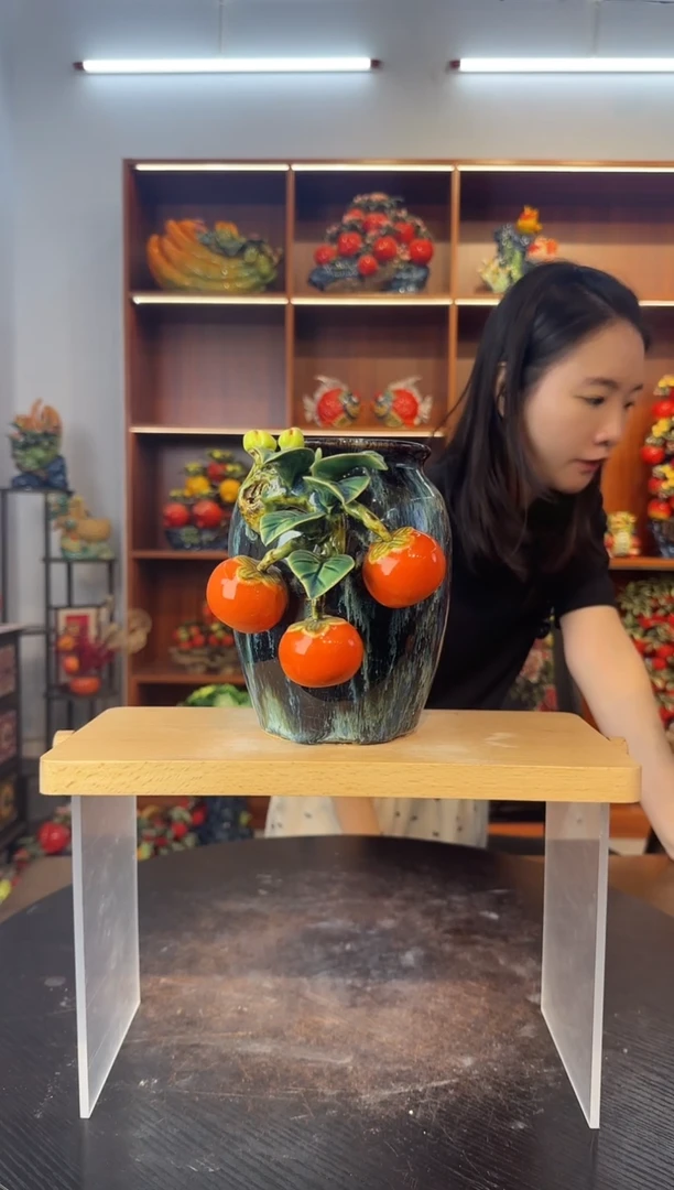 陶瓷18公分高柿子花瓶