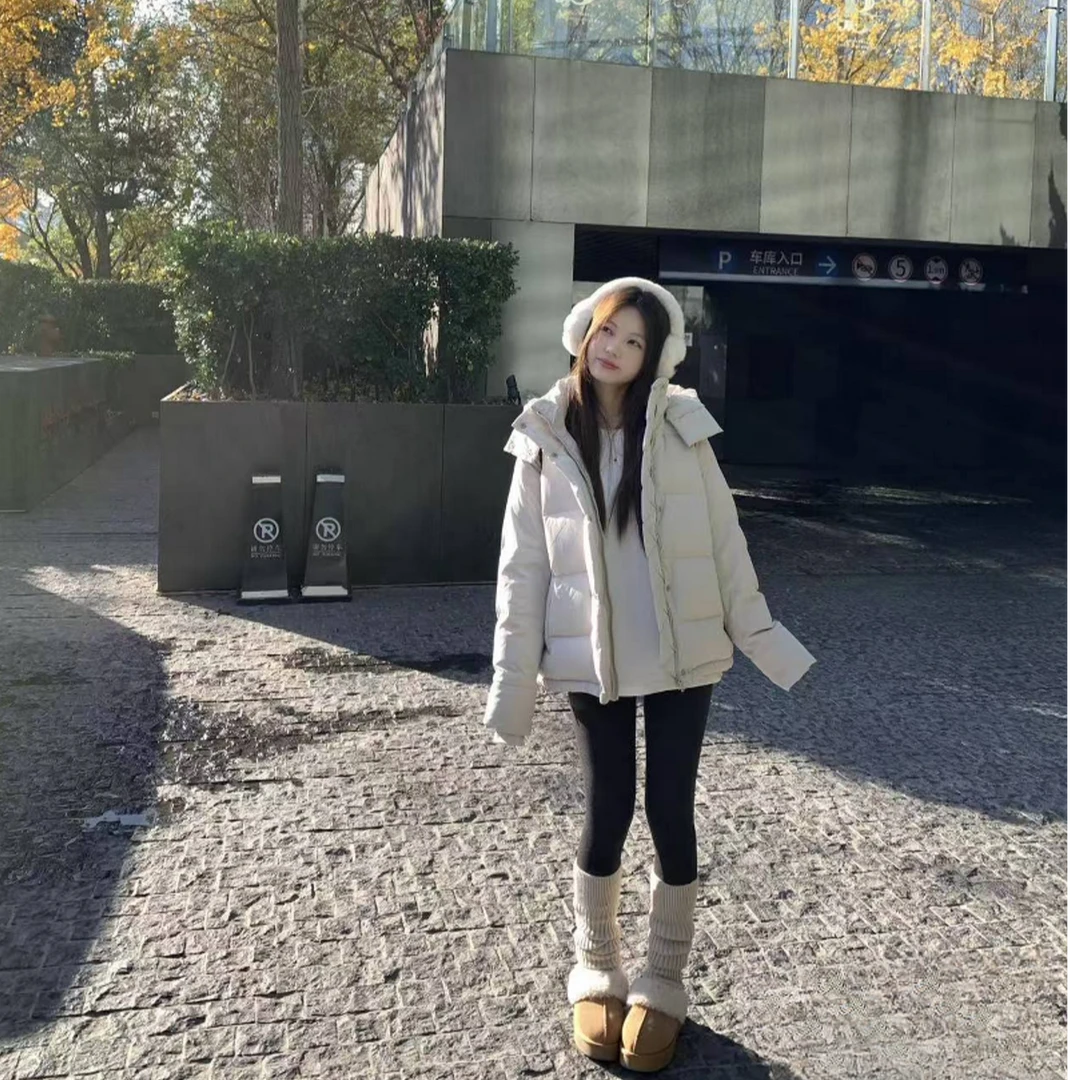 连帽冬季潮流常规袖透气短款宽松百搭极简风羽绒服时尚韩版