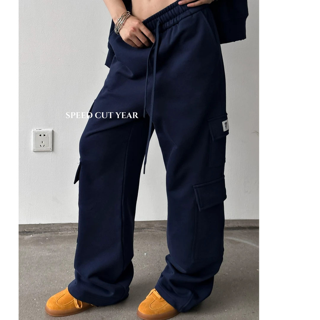 2025早春新款大毛圈定制贴标工装裤33097