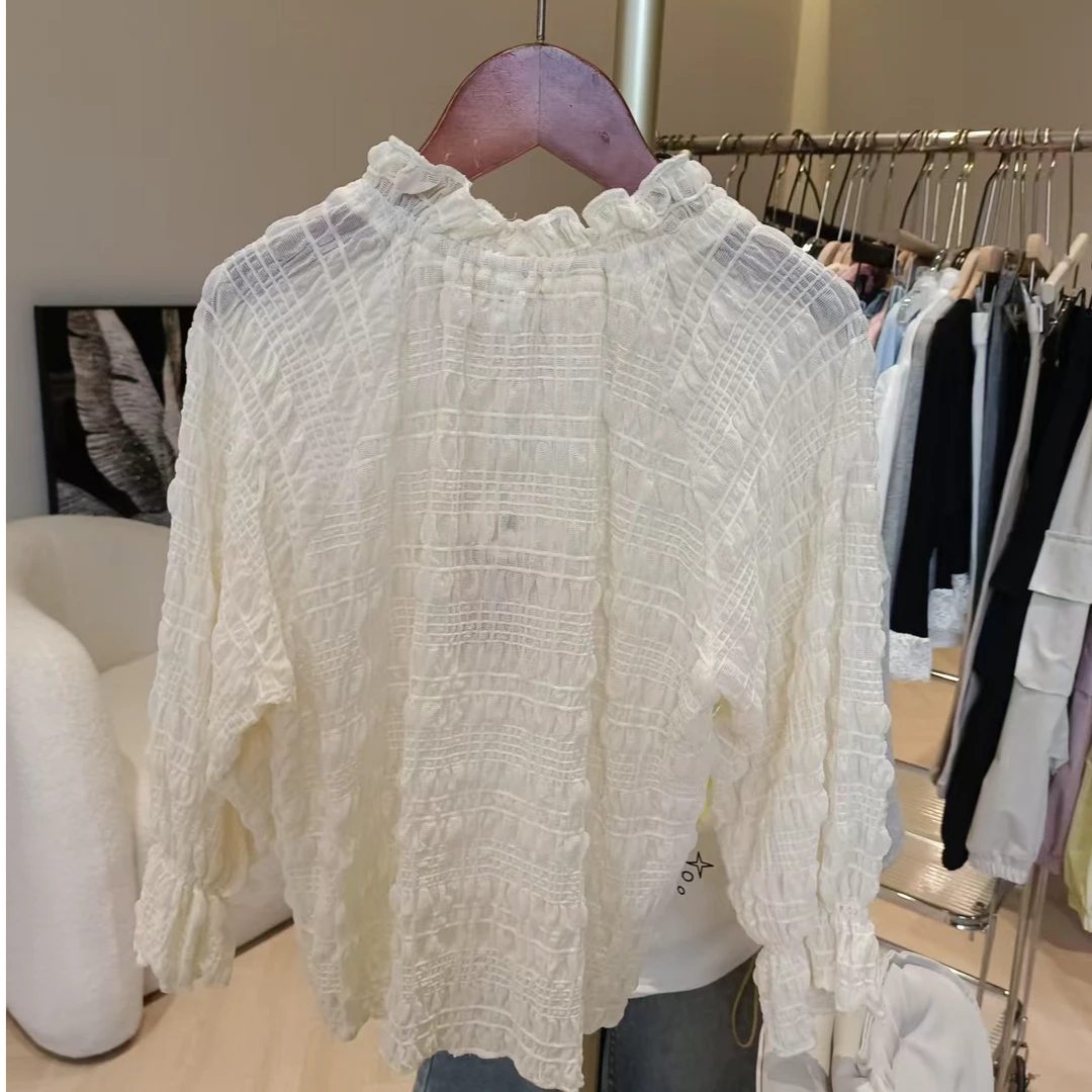 韩版女童褶皱时尚百搭长袖打底衫上衣