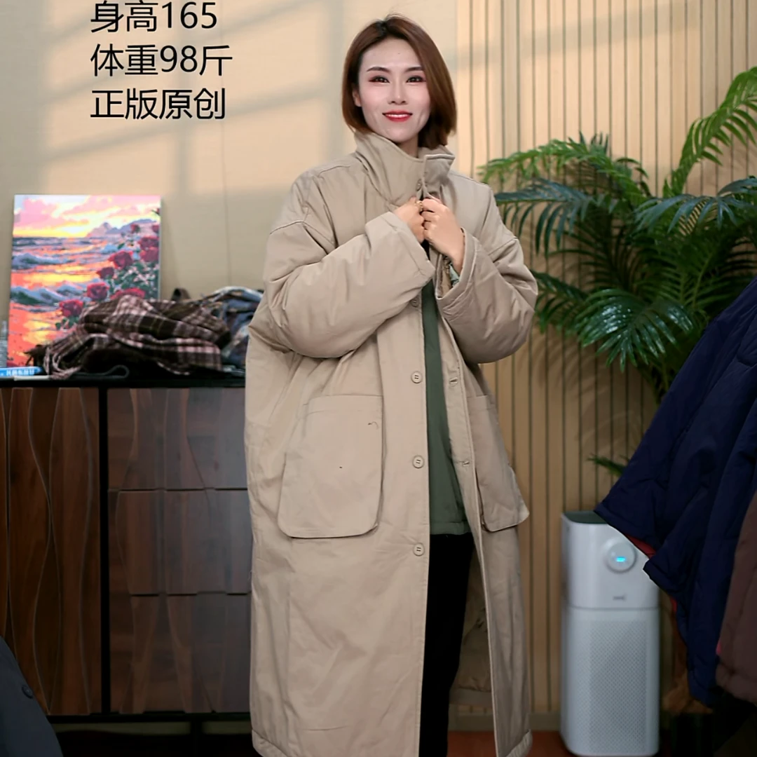 8021冬装新款纯色立领大棉服时尚百搭200斤大码棉服时尚年轻外套