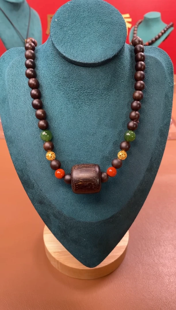 【闪购商品】沉香手串P玉化紫08+虎斑留疤白棋楠沉香木雕顶珠