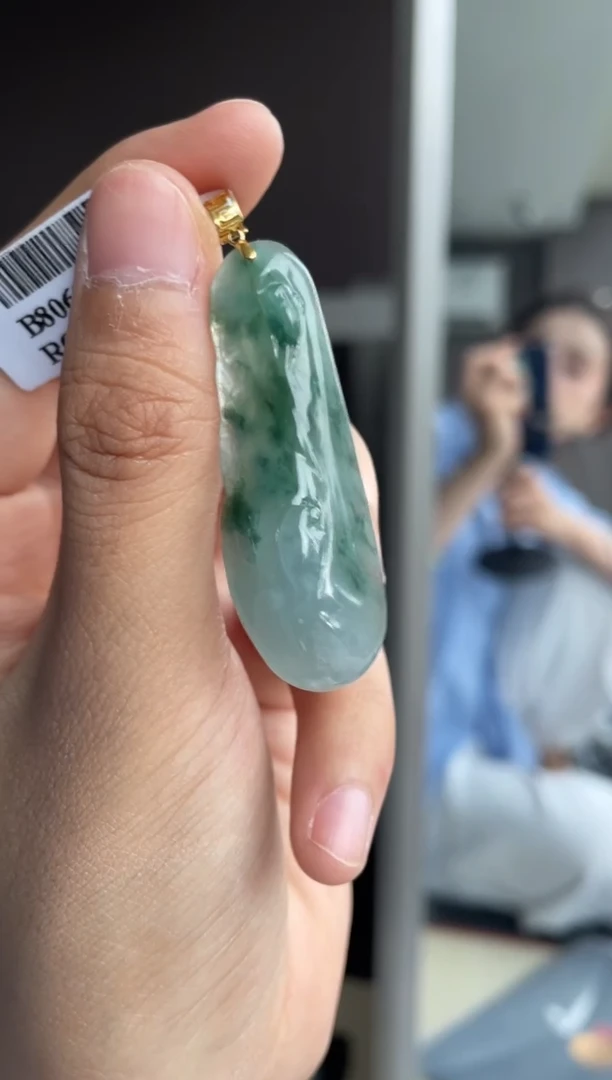 吊坠(不含链)18K金镶嵌翡翠天然缅甸A货翡翠