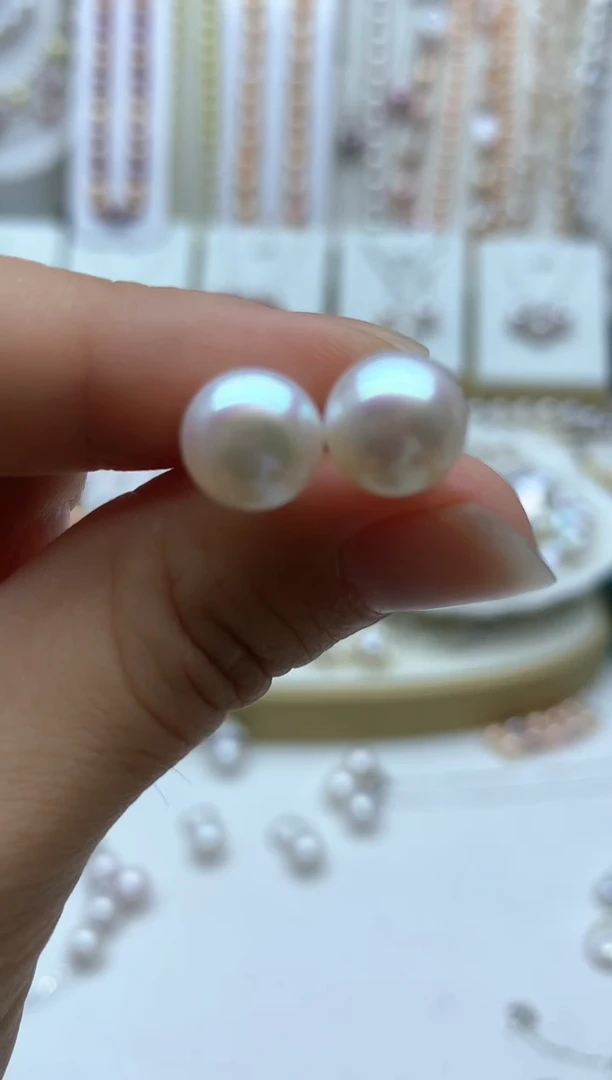 银S925镶嵌淡水珍珠耳饰多样性发其一9mm