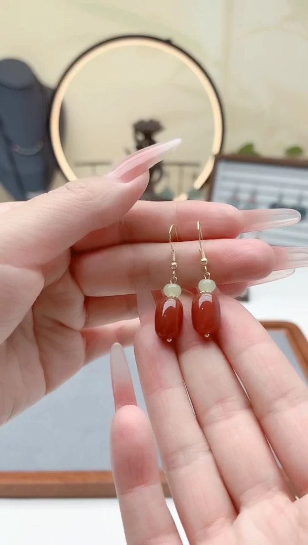 未镶嵌耳饰玛瑙/玉髓961老邢