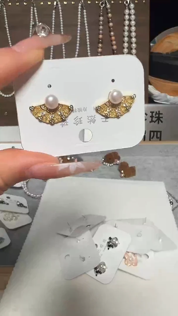 银S925镶嵌耳饰淡水珍珠永丽珍珠