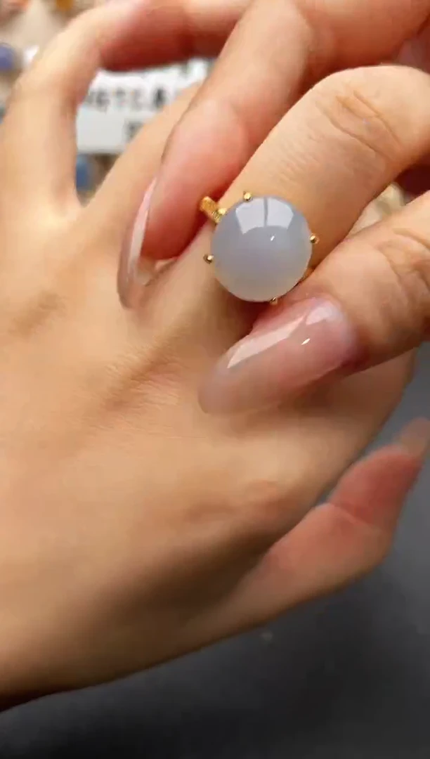 银S925镶嵌戒指翡翠一物一证一礼盒