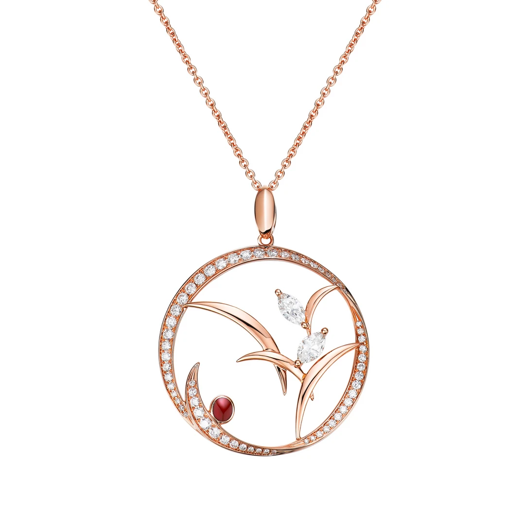 兰系列·18K金镶嵌钻石吊坠【时尚 大气 设计师】