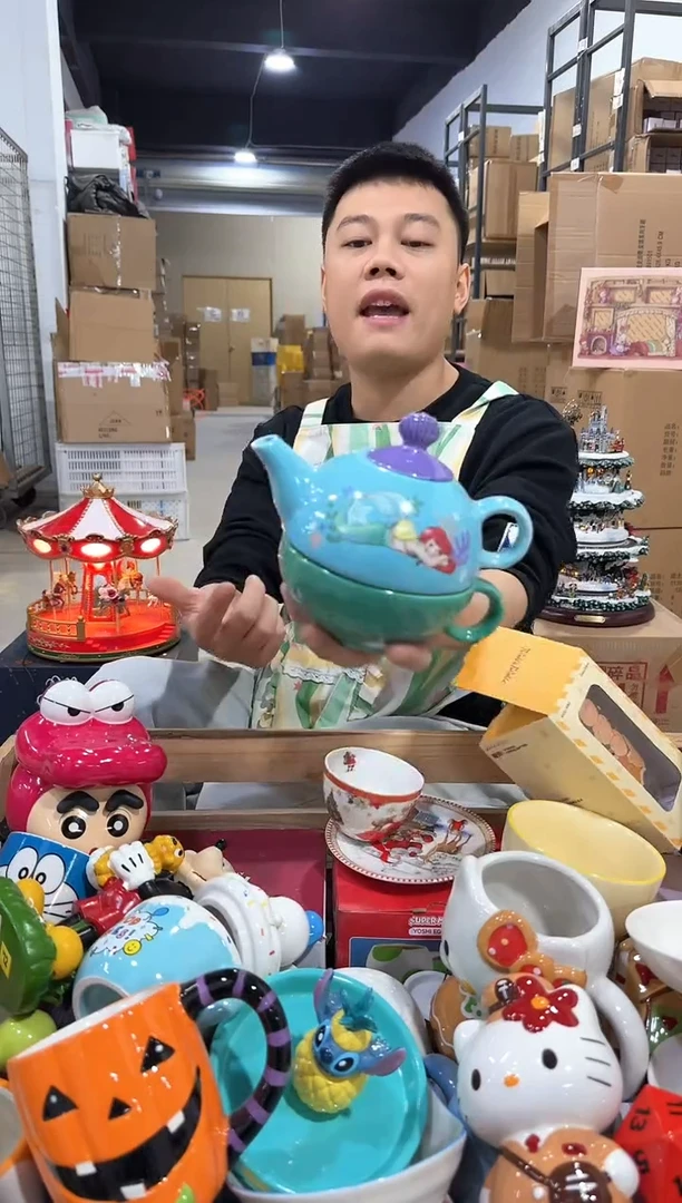 瓷片美人鱼子母壶