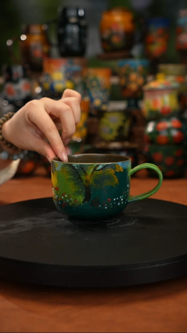 紫砂油画手绘釉下彩