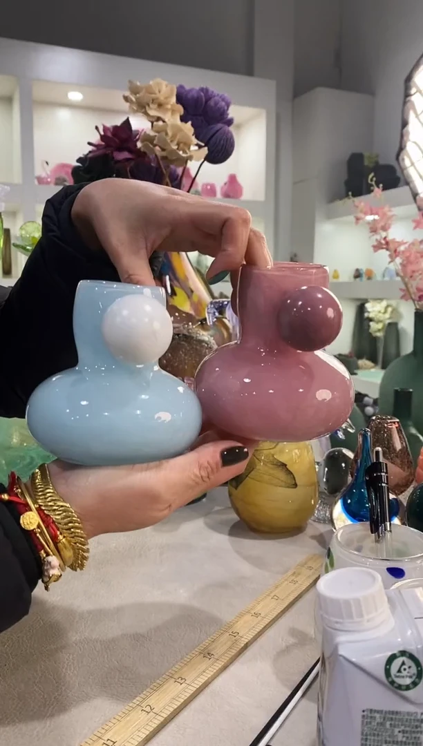 慕忆家手作琉璃花瓶一对