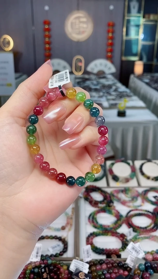 未镶嵌收藏级老矿碧玺单圈7mm+碧玺hon多样性发一条