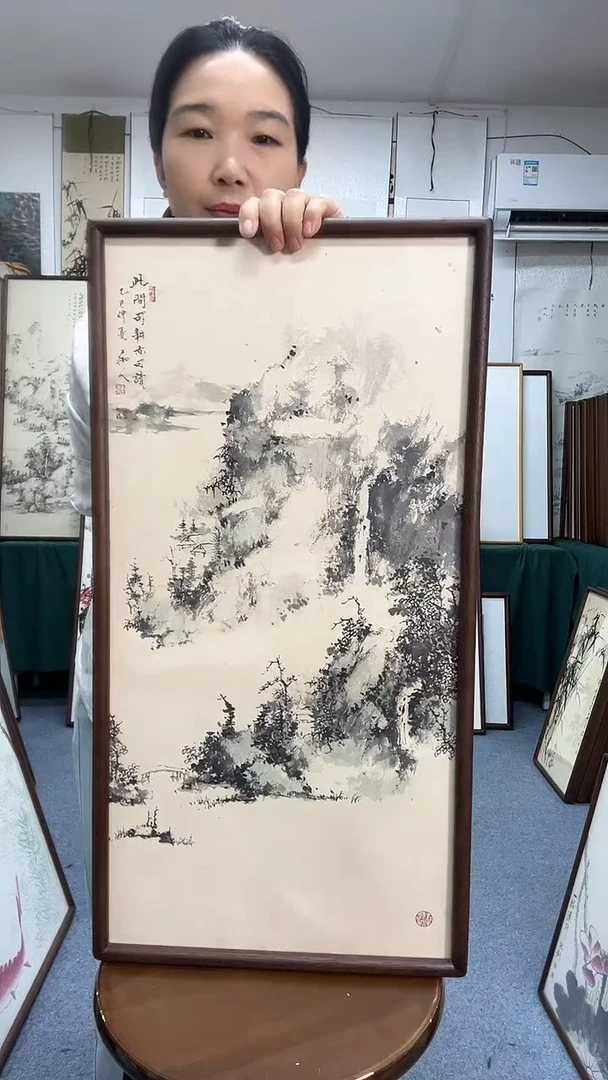 国画35*68实木画框京东包邮手绘