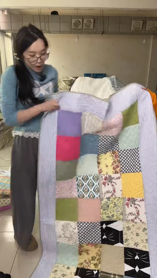 棉90*200蓝条纹百家被