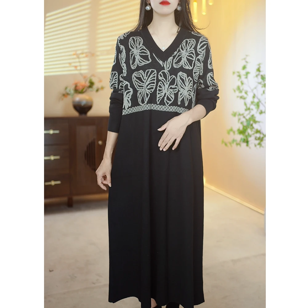 【Z813】2025新款时尚百搭宽松针织显瘦气质连衣裙