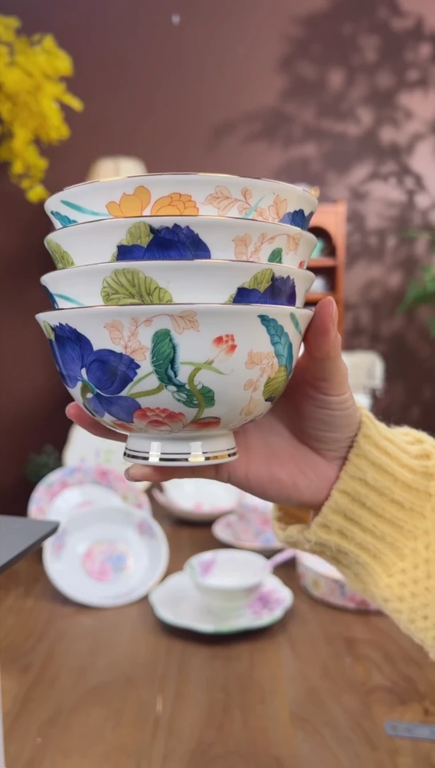 【闪购商品】瓦当荷塘月色4.75英寸米饭碗4个